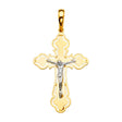 14K Yellow Gold 2Tone Crucifix Cross Pendant