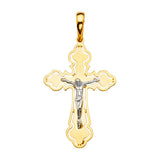 14K Yellow Gold 2Tone Crucifix Cross Pendant