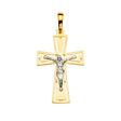 14K Yellow Gold 2Tone Crucifix Cross Pendant
