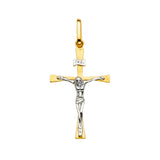 14K Two-Tone Gold Crucifix Cross Pendant
