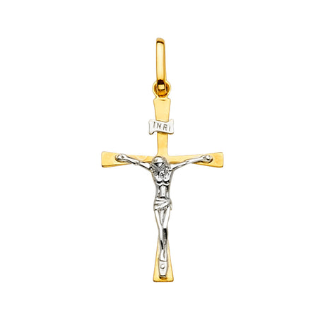 14K Two-Tone Gold Crucifix Cross Pendant