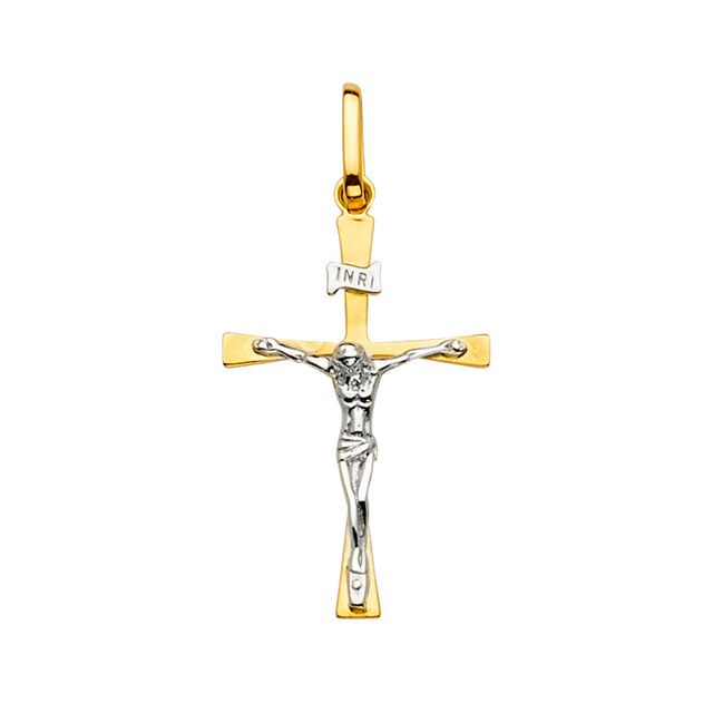 14K Two-Tone Gold Crucifix Cross Pendant