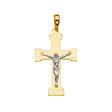 14K Yellow Gold 2Tone Crucifix Cross Pendant