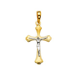 14K Yellow Gold 2Tone Crucifix Cross Pendant