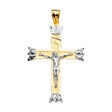 14K Two-Tone Gold Crucifix Cross Pendant