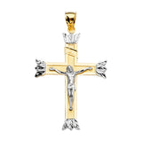 14K Two-Tone Gold Crucifix Cross Pendant