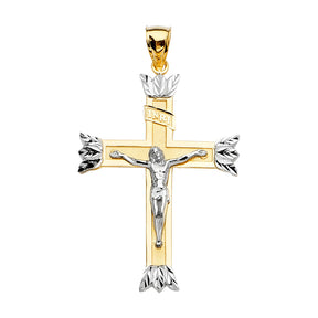 14K Two-Tone Gold Crucifix Cross Pendant