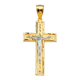 14K Two-Tone Gold Crucifix Cross Pendant