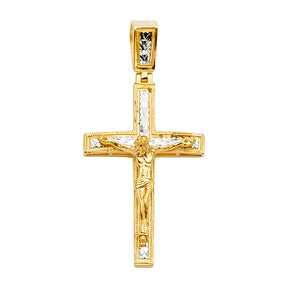 14K Two-Tone Gold Crucifix Cross Pendant