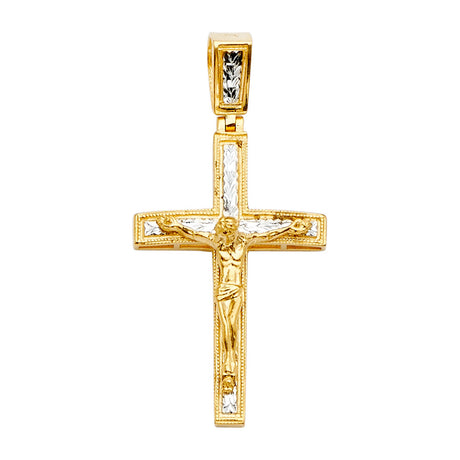 14K Two-Tone Gold Crucifix Cross Pendant