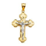 14K Two-Tone Gold Crucifix Cross Pendant