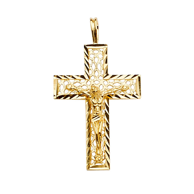14K Yellow Gold Crucifix Cross Pendant