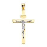 14K Two-Tone Gold Crucifix Cross Pendant