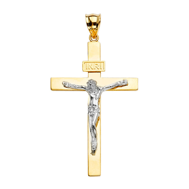 14K Two-Tone Gold Crucifix Cross Pendant