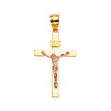 14K Two-Tone Gold Crucifix Cross Pendant
