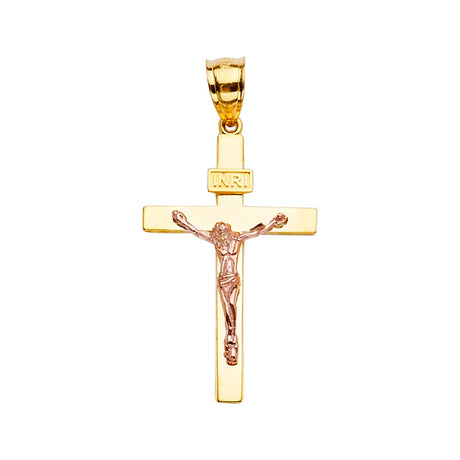 14K Two-Tone Gold Crucifix Cross Pendant