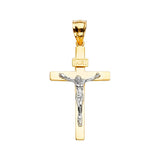 14K Two-Tone Gold Crucifix Cross Pendant