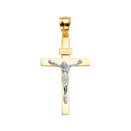14K Two-Tone Gold Crucifix Cross Pendant