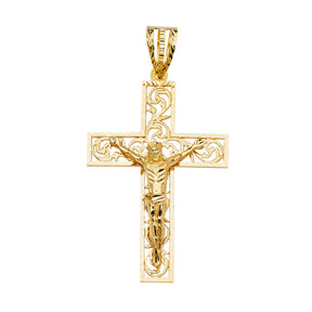 14K Yellow Gold Crucifix Cross Pendant