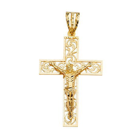 14K Yellow Gold Crucifix Cross Pendant