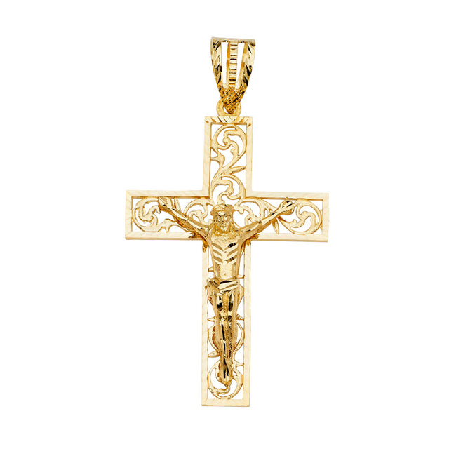 14K Yellow Gold Crucifix Cross Pendant