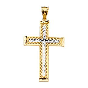 14K Two-Tone Gold Cross Pendant