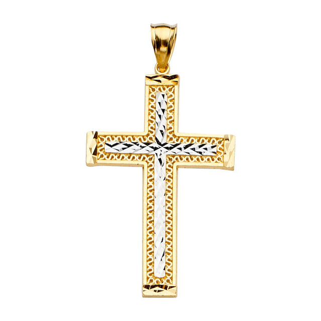 14K Two-Tone Gold Cross Pendant