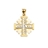 14K Two-Tone Gold Jerusalem Cross Pendant