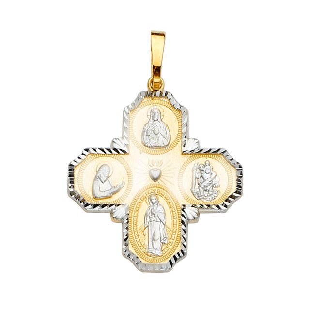 14K Two-Tone Gold Four-Way Cross Pendant