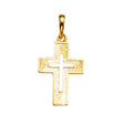 14K Yellow Gold 2Tone Cross Pendant