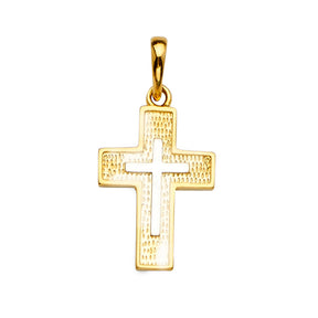 14K Yellow Gold 2Tone Cross Pendant