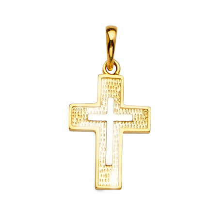 14K Yellow Gold 2Tone Cross Pendant