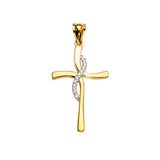 14K Yellow Gold 2Tone Cross Pendant