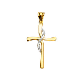 14K Yellow Gold 2Tone Cross Pendant