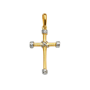 14K Yellow Gold 2Tone Cross Pendant