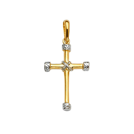 14K Yellow Gold 2Tone Cross Pendant
