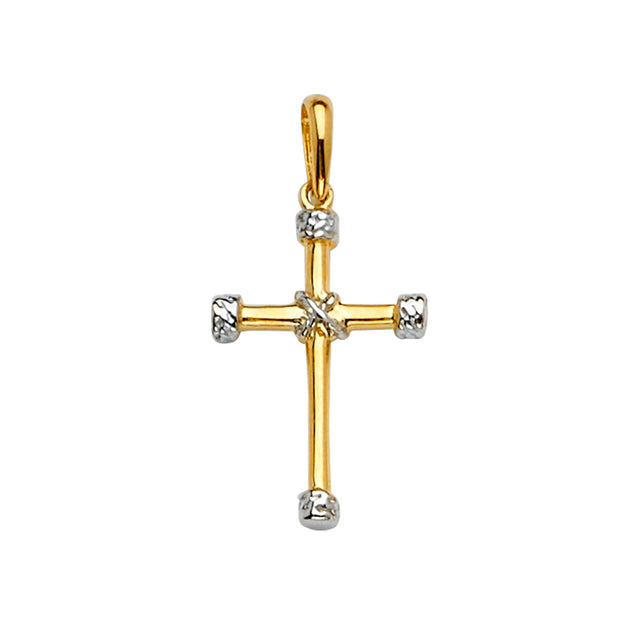 14K Yellow Gold 2Tone Cross Pendant
