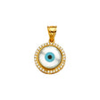 14K Yellow Gold Round Mother-of-Pearl Evil Eye Pendant