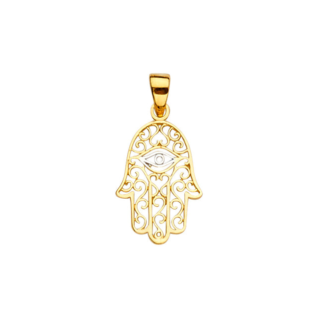 14K Two-Tone Gold Hamsa Pendant