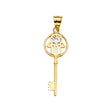 14K Yellow Gold 2Tone Hamsa Key Pendant