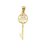 14K Yellow Gold 2Tone Hamsa Key Pendant