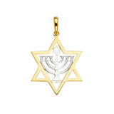 14K Two-Tone Gold Stone Menorah Pendant