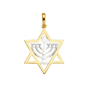 14K Two-Tone Gold Stone Menorah Pendant