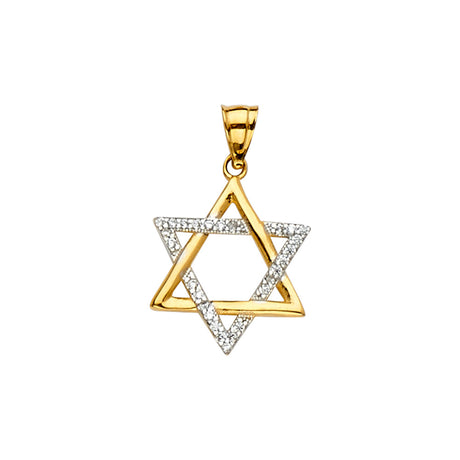 14K Yellow Gold 2Tone Star of David Pendant