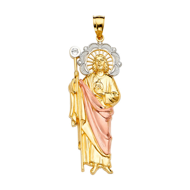 14K Yellow Gold 3Color San Judas Pendant