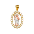 14K Tricolor Gold CZ San Judas Pendant