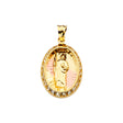 14K Yellow Gold CZ 3Color San Judas Medal Pendant
