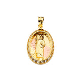 14K Yellow Gold CZ 3Color San Judas Medal Pendant