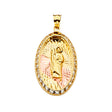 14K Yellow Gold CZ 3Color San Judas Medal Pendant