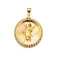 14K Yellow Gold CZ 3Color San Judas Medal Pendant